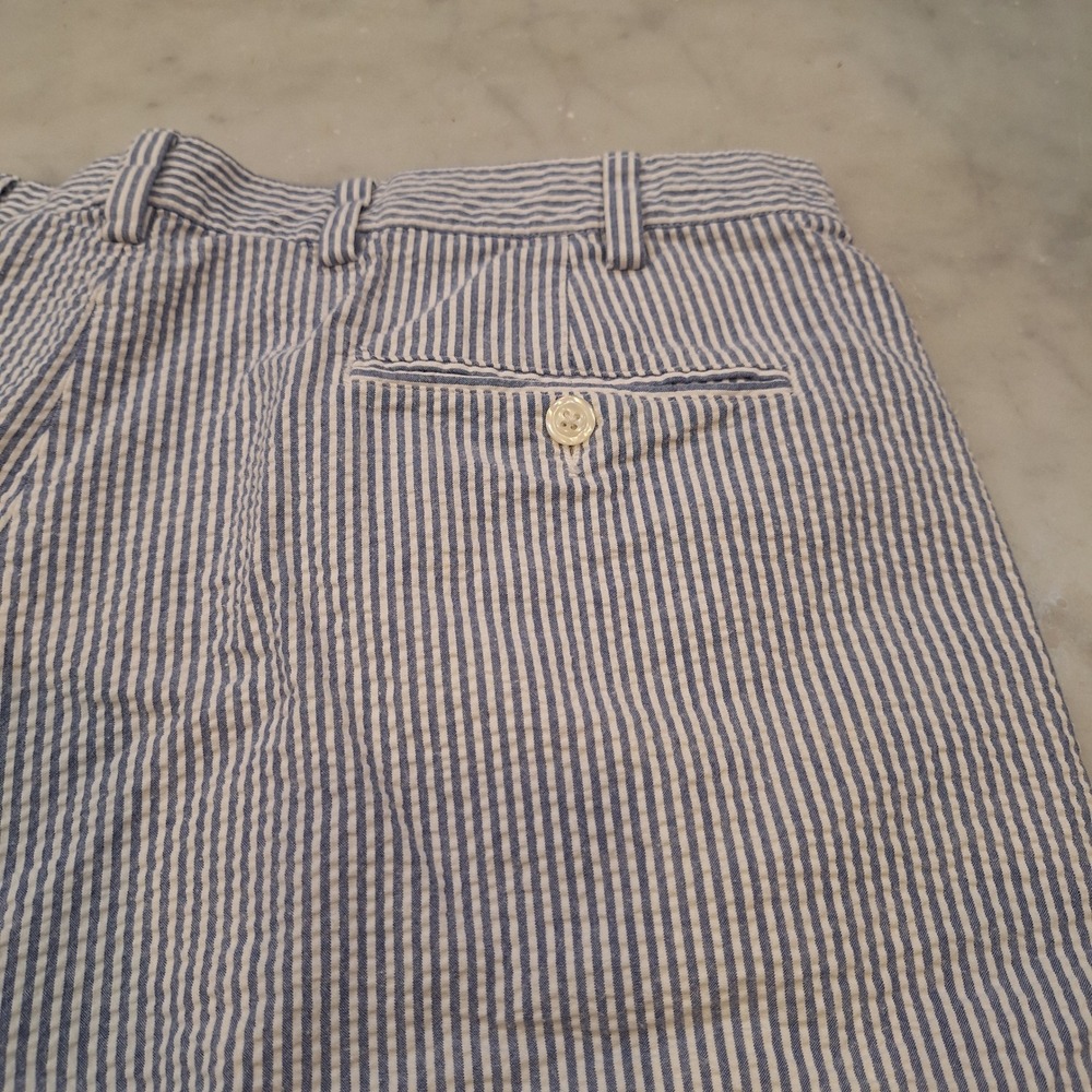 Jos. A. Bank Shorts Mens 40 Blue Seersucker Pleated Cotton Stays Cool Preppy - Picture 7 of 8